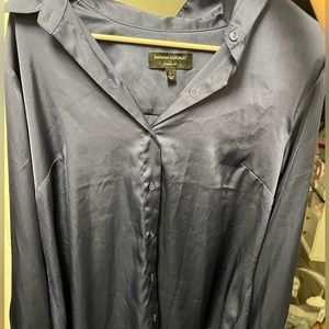 Navy Blue Silk Shirt